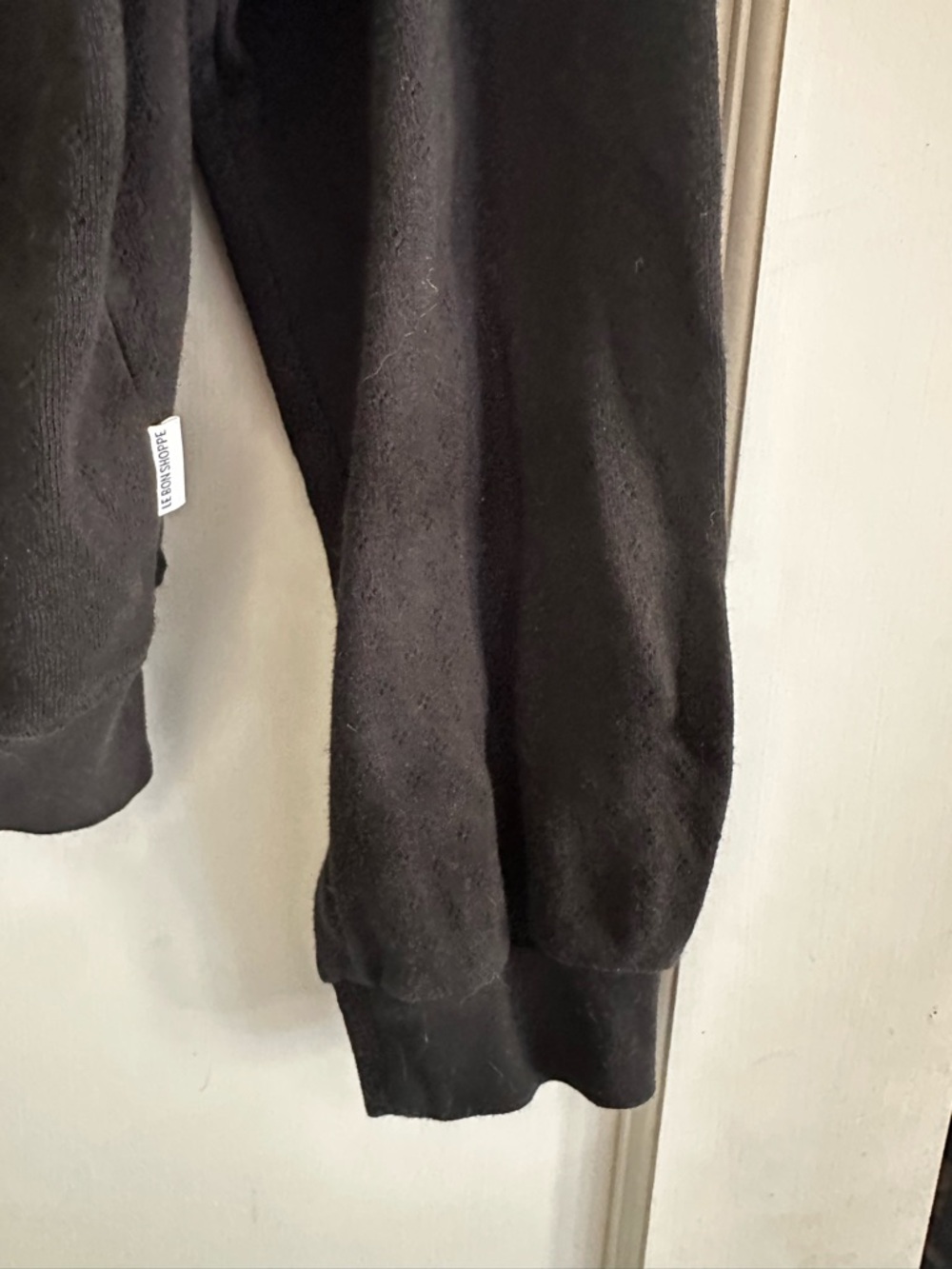 Le Bon Shoppe Black Pointelle Crewneck Sweatshirt - Picture 6 of 13